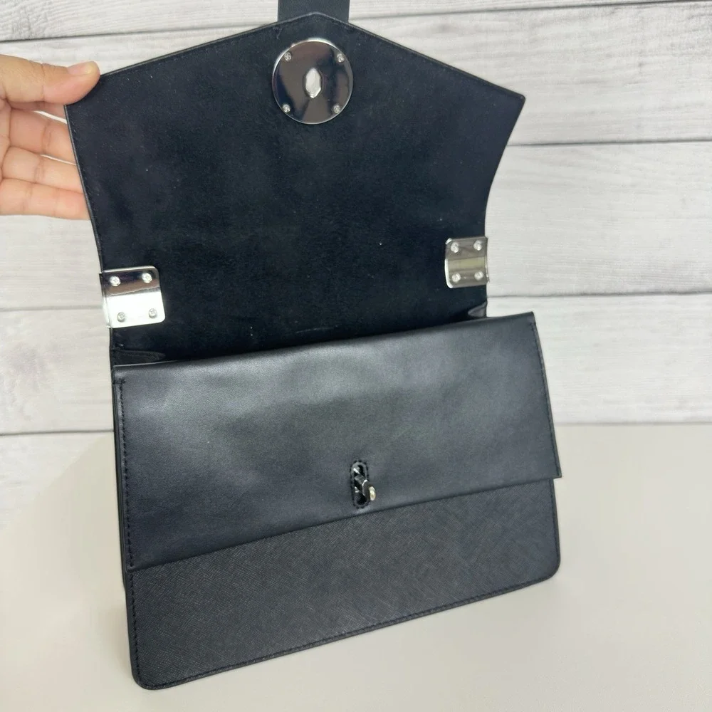 Michael‎ Kors Greenwich Medium Black Saffiano Leather Satchel Purse Handbag ONLY